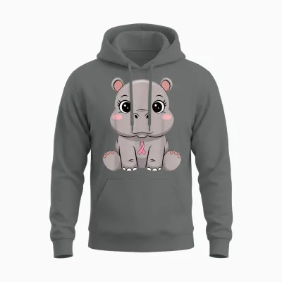 Ruban Rose Hippopotame Espoir Unisex Hoodie - Graphite Heather