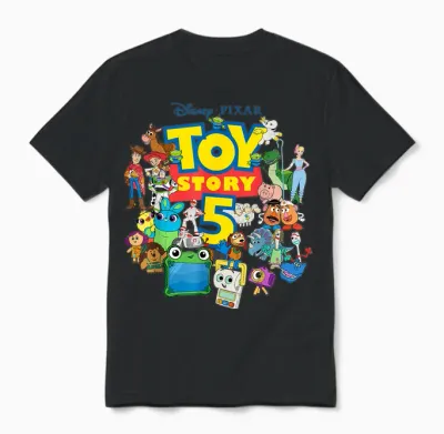 Disney and Pixar's Toy Story 5 Logo & Character Collage Unisex T-Shirt - Black