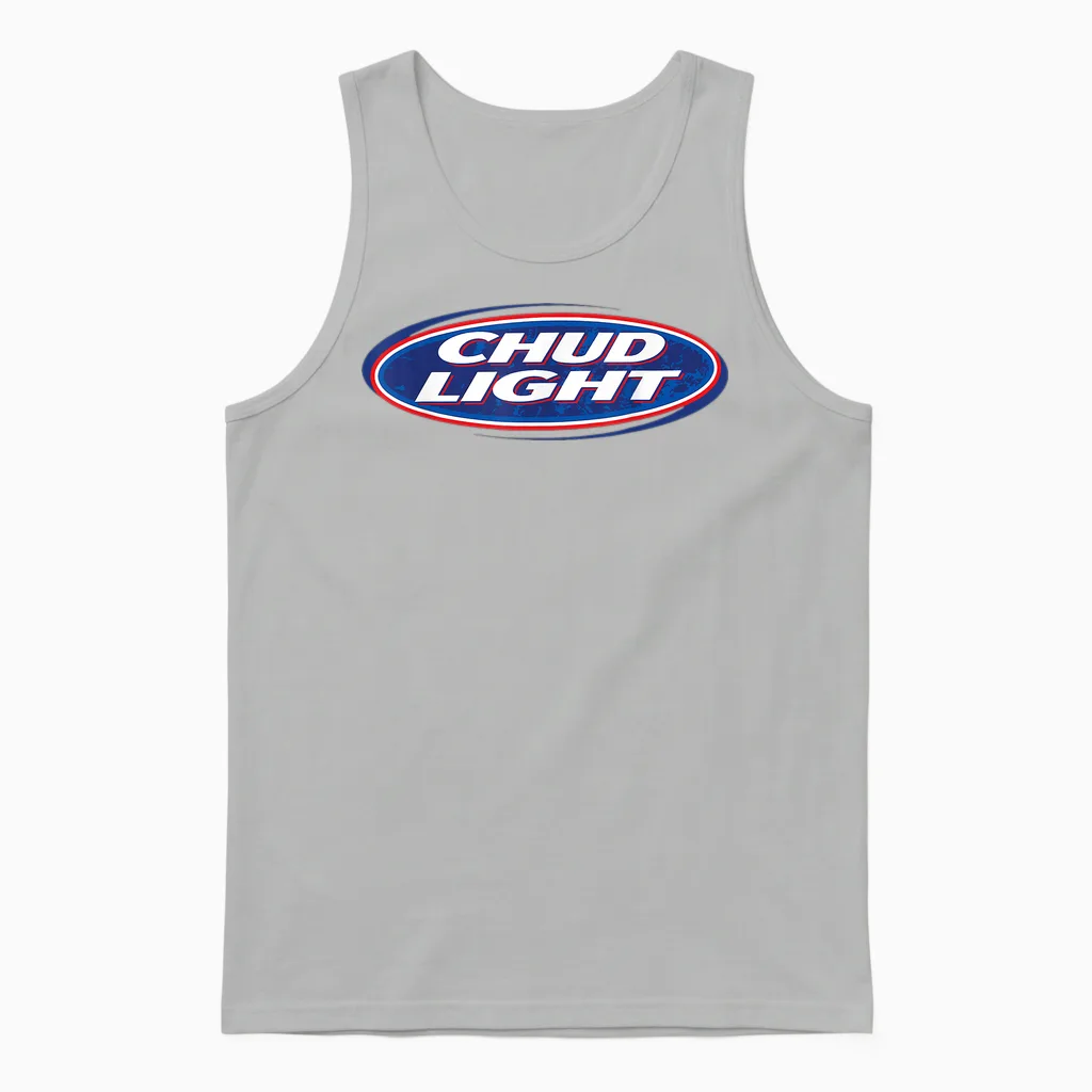 Chud Light Funny Parody Beer Style Humor Unisex Tank Top in Ash