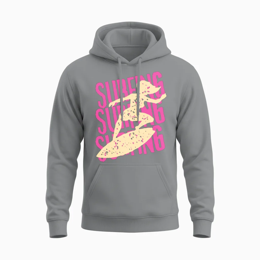 Retro Surfing Streetwear Style Unisex Hoodie - Sport Grey