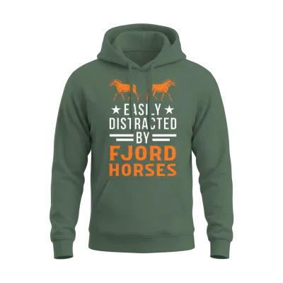 Easily Distracted by Fjord Horses Horse Unisex Hoodie - Military Green