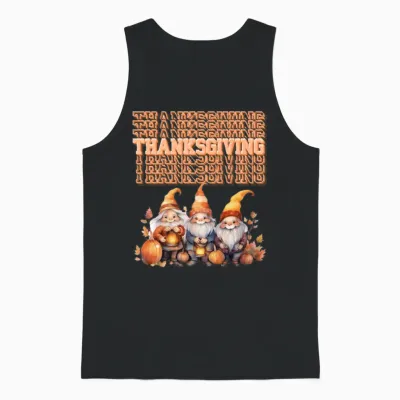 Autumnal Gnomes - Thanksgiving Unisex Tank Top - Black