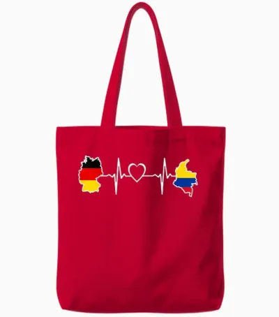 Kolumbianische Deutsche Flagge - Deutschland Kolumbien Herzschlag Tote Bags - Red