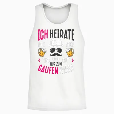 Hen Night T-Shirt Groom Costume Jga Stag Night T-Shirt, Pink Unisex Tank Top - White