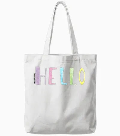 Hello Green Retro Tote Bags - White