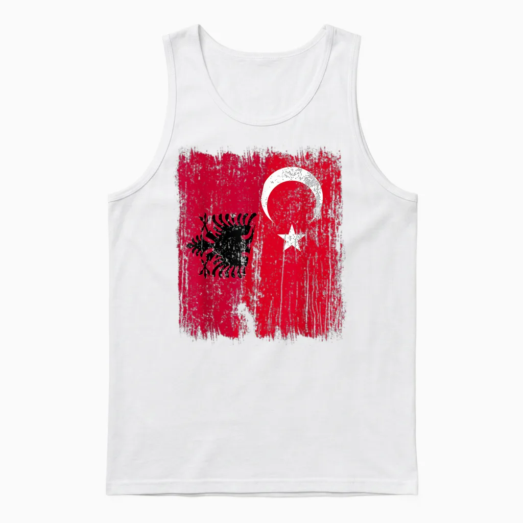 Albanien, Türkei, Halbe Flagge, Türkei, Albanisches Türkisches Erbe Unisex Tank Top in White