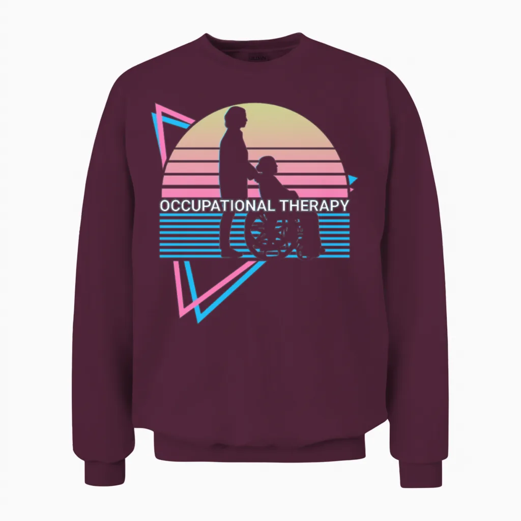 Occupational Therapy Retro Unisex Sweatshirt in Maroon