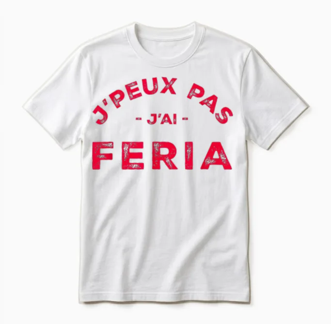 Humour Feria Bayonne Dax J'peux Pas J'ai Féria T-Shirt, White, S Unisex T-Shirt in White