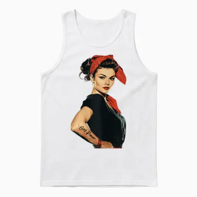 Rockabilly Girl Power T-Shirt, Black Unisex Tank Top - White