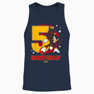 Sonic the Hedgehog 5th Birthday Epic Shadow Big Chest Logo Unisex Tank Top - Navy