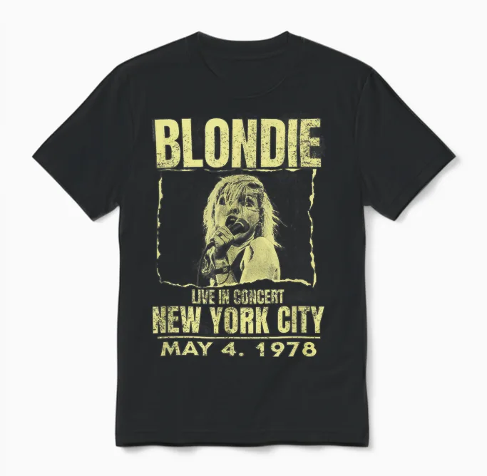 Blondie Live Concert Poster New York 1978 Vintage Band Unisex T-Shirt in Black