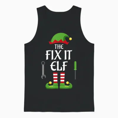 Fix It Elf Family Matching Group Christmas Unisex Tank Top - Black
