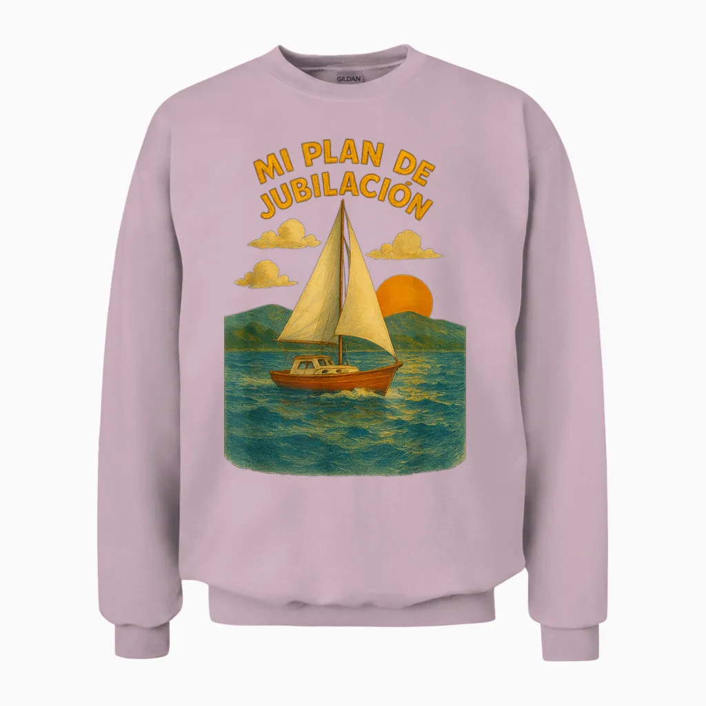 My Plan De Jubilee Barco Velero Mar Unisex Sweatshirt in Light Pink