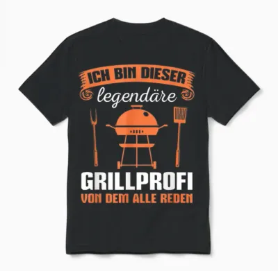 Herren Grillen Bbq Party Grillsaison Legendärer Grillprofi Unisex T-Shirt - Black