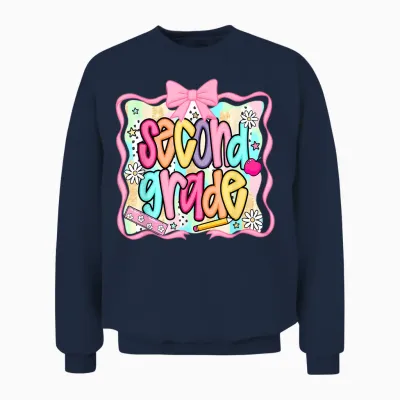 Back to School Hello Second Grade Team 2nd Grade Boy Girl Unisex Sweatshirt - Navy