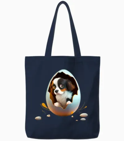 Dog in the Egg Tote Bags - Navy