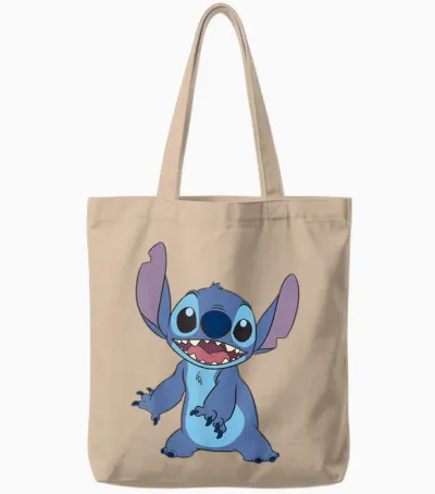 Disney Lilo & Stitch Simple Stitch Portrait Tote Bags - Natural
