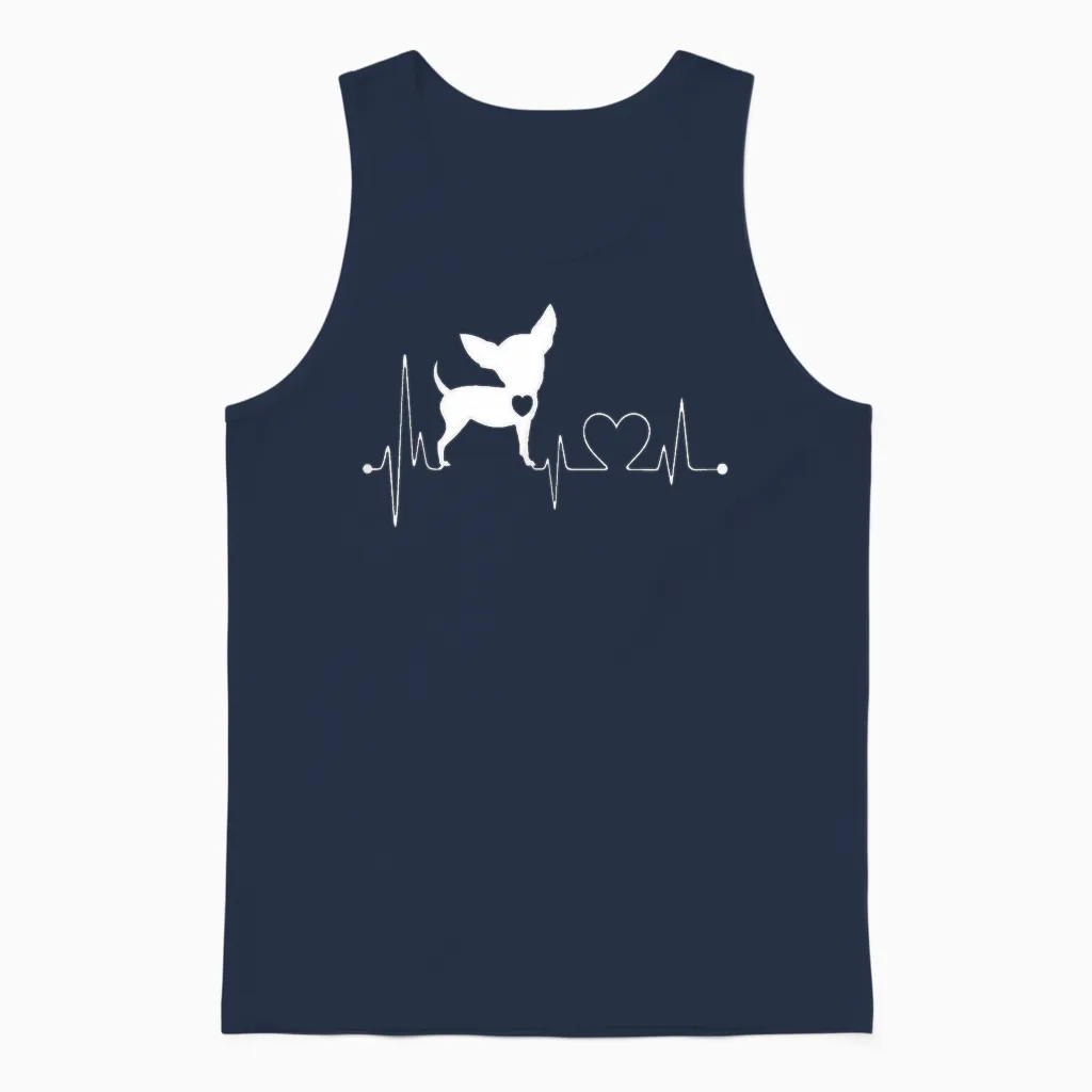 Chihuahua Cute Heartbeat Funny for Men, Women and Children Unisex Tank Top in Navy