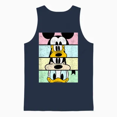 Disney Mickey and Friends Group Comic Panels Distressed Unisex Tank Top - Navy