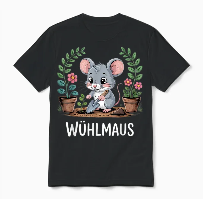 Wühlmaus Maus Garten Spruch Unisex T-Shirt in Black