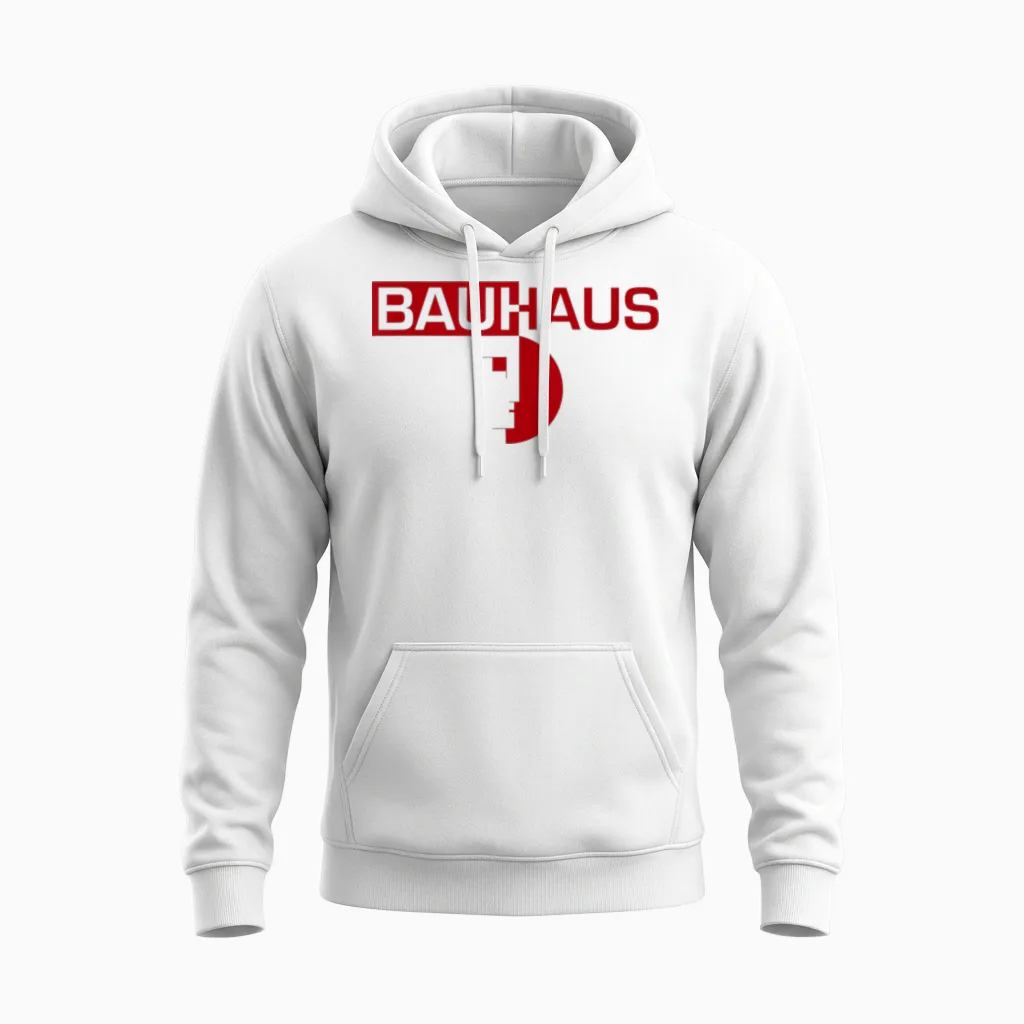 Emblème Bauhaus Coupé En Deux Unisex Hoodie in White