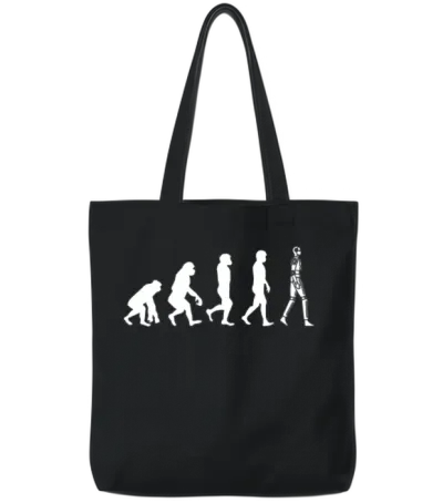 Retro Robots Evolution Robotics Tote Bags - Black