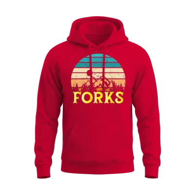 Forks Souvenir Mountains Forks Hike Hiking Trip Unisex Hoodie - Red