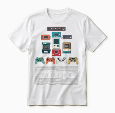 80s & 90s Evolution Video Game Controller Retro Unisex T-Shirt - White
