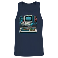 Retro Computer Gaming Unisex Tank Top - Navy – 2