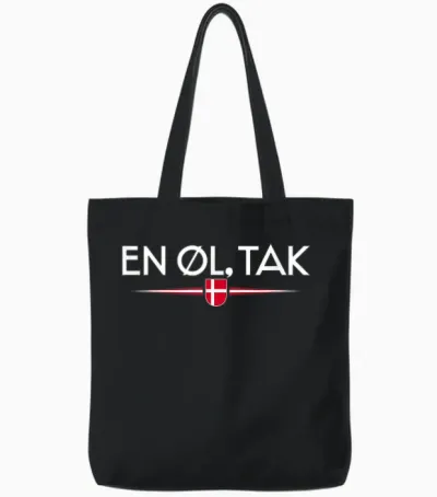 En øl Tak - Denmark T-Shirt, Black Tote Bags - Black