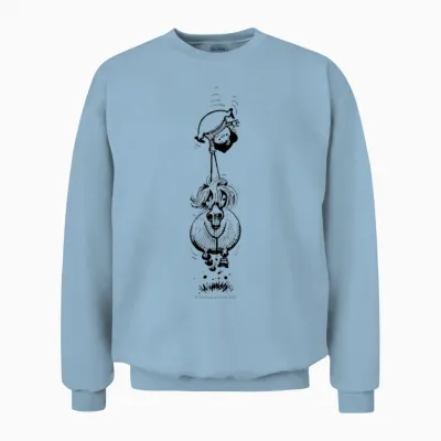 Ponyupsidedown Thelwell Cartoon Unisex Sweatshirt - Light Blue