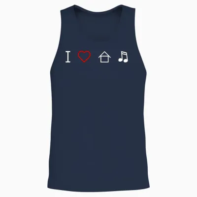 I Love House Music Unisex Tank Top - Navy