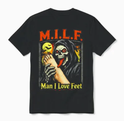 M.i.l.f. Man I Love Feet, Inappropriate Humor Foot Toe Lover Unisex T-Shirt - Black