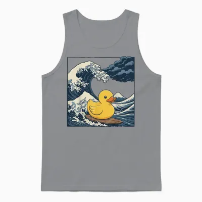 Japanese Surf Rubber Duck Big Wave Anime Unisex Tank Top - Sport Grey
