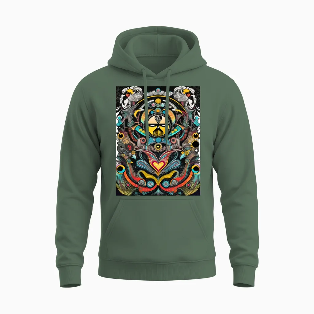 60s Retro Style Unisex Hoodie - Military Green