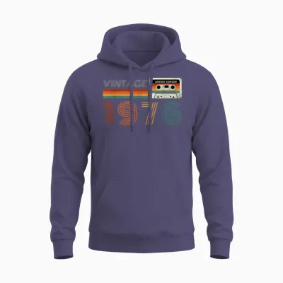 Vintage 1976 Bande Cassette Rétro Anniversaire 48 Unisex Hoodie - Heather Sport Dark Navy