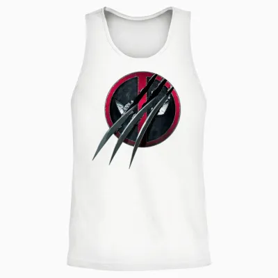 Marvel Studios Deadpool & Wolverine Slashed Icon with Claws T-Shirt, Black, S Unisex Tank Top - White