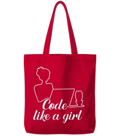 Code Like a Girl for Programmer Woman Girls Tote Bags - Red