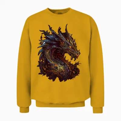 Dragon Chinese Zodiac Sign Animal Horoscope Witchcraft T-Shirt, Black Unisex Sweatshirt - Gold