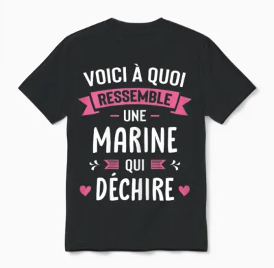 Femme Humour Cadeau Personnalisé Prénom Marine Qui Déchire Unisex T-Shirt - Black