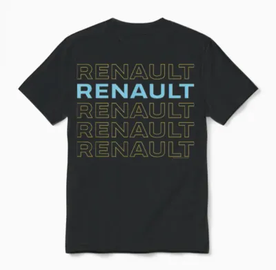 Renault Classic Stacked Text Logo Auto Unisex T-Shirt - Black