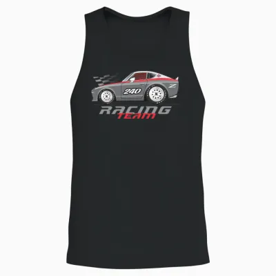 Racing Dark Gray Unisex Tank Top - Black