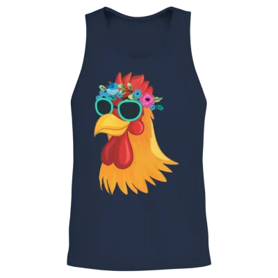 Cute Chicken Farmer Floral Crown Animal Farm Unisex Tank Top - Navy