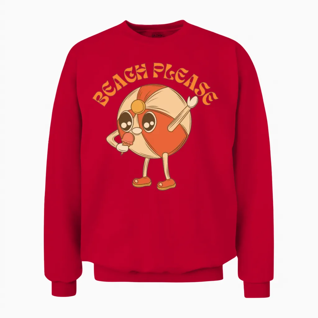 Beach Ball Bliss: Ice Cream Edition Unisex Sweatshirt in Red