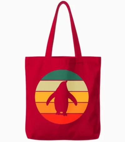 Retro Penguin Tote Bags - Red