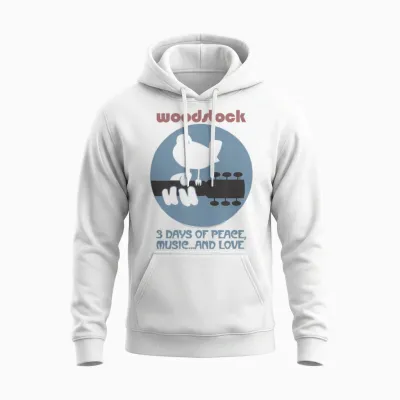 Woodstock - ... and Love T-Shirt, White, S Unisex Hoodie - White