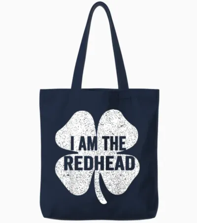I Am the Redhead Dibs on the Redhead Funny St Patricks Day Tote Bags - Navy
