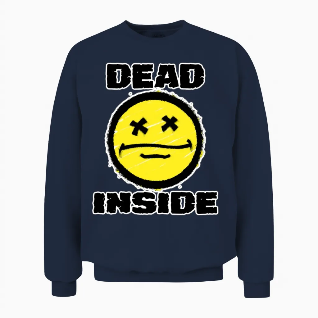Dead Inside Retro Unisex Sweatshirt in Navy
