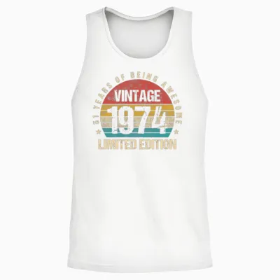 Vintage 1974 Limited Edition 51st Birthday Gift Unisex Tank Top - White