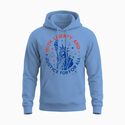 With Liberty and Justice for All Unisex Hoodie - Carolina Blue